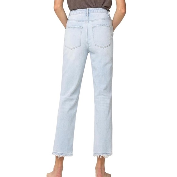 VERVET | Size 25 | Super High Rise Distressed Crop Straight Jeans (Light Blue) - Picture 2 of 9